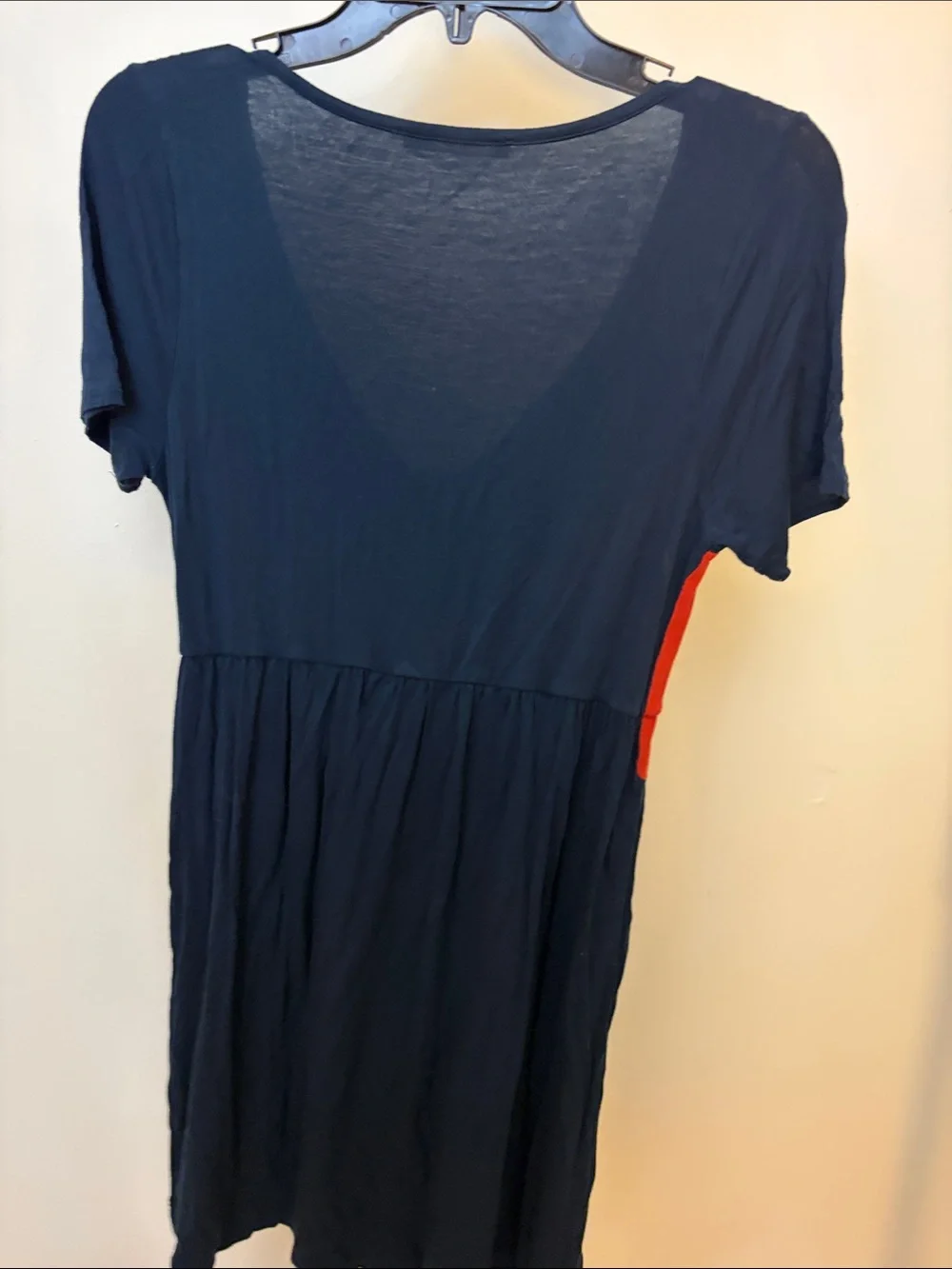 Casual V-Panel Navy & Red Short Sleeve Tunic Dress